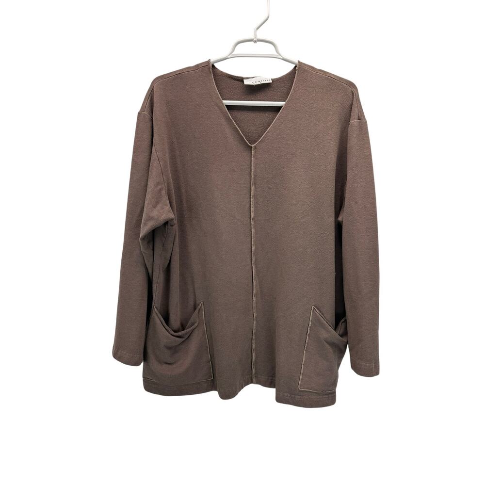 Bryn Walker Sunday Shirt Long Sleeve V Neck Pocket Bamboo Blend S